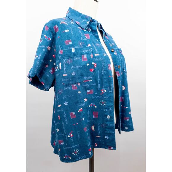 Vtg Americana Denim Dress SMALL 6-8 Jean Jumper American Flag Patriotic July 4th - Picture 7 of 13